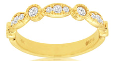 .36CT DIAMOND 14KT YELLOW GOLD ROUND & MARQUISE SHAPE FILIGREE ANNIVERSARY RING