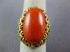 ANTIQUE LARGE AAA CORAL 18K YELLOW GOLD 3D CLASSIC OVAL LOVE KNOT FUN RING 26884