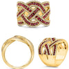 LARGE 2.23CT DIAMOND & AAA RUBY 14KT YELLOW GOLD MULTI ROW CRISS CROSS FUN RING