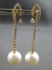 ESTATE LARGE .86CT DIAMOND & AAA SOUTH SEA PEARL 18KT ROSE GOLD HANGING EARRINGS