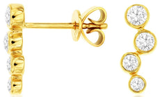 ESTATE .36CT DIAMOND 14KT YELLOW GOLD 3D 4 STONE BEZEL ETOILE HANGING EARRINGS