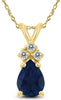 .72CT DIAMOND & AAA SAPPHIRE 14K YELLOW GOLD PEAR SHAPE & ROUND FLOATING PENDANT