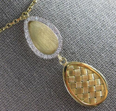 .40CT DIAMOND 14KT YELLOW GOLD 3D MATTE & SHINY OVAL CHECKER LARIAT FUN NECKLACE