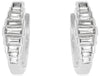.23CT DIAMOND 14K WHITE GOLD BAGUETTE GRADUATING CHANNEL HUGGIE HANGING EARRINGS