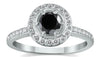 .69CT WHITE & BLACK DIAMOND 14KT WHITE GOLD CLASSIC ROUND HALO ENGAGEMENT RING