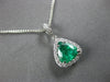 1.58CT DIAMOND & AAA EMERALD 14K WHITE GOLD 3D TRILLION & ROUND FLOATING PENDANT