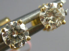 ESTATE .33CT DIAMOND 14KT YELLOW GOLD 3D ROUND CLASSIC FOUR PRONG STUD EARRINGS