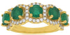 Estate 2.85Ct Diamond & AAA Emerald 14Kt Yellow Gold 3D Round 5 Stone Anniversary Ring