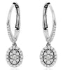 .37CT DIAMOND 14K WHITE GOLD ROUND & BAGUETTE CLUSTER OVAL HALO HANGING EARRINGS