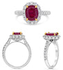2.80CT DIAMOND & AAA RUBY 18KT TWO TONE GOLD 3D OVAL & ROUND SEMI ETERNITY RING
