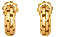 ESTATE 18KT YELLOW GOLD 3D CLASSIC RECTANGULAR LINK UMBRELLA HANGING EARRINGS