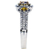 .52CT WHITE PINK & FANCY YELLOW DIAMOND 18KT TRI COLOR GOLD HALO ENGAGEMENT RING