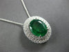 LARGE 4.03CT DIAMOND & AAA EMERALD 18KT WHITE GOLD OVAL & ROUND FLOATING PENDANT