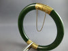 ANTIQUE LARGE HANDCRAFTED AAA JADE 14KT YELLOW GOLD CUFF BANGLE BRACELET #27685