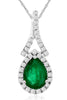 .83CT DIAMOND & AAA EMERALD 14KT WHITE GOLD ROUND & PEAR SHAPE FLOATING PENDANT