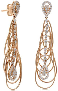 LARGE 1.39C DIAMOND 18K ROSE GOLD MULTI TEAR DROP EVIL EYE OVAL HANGING EARRINGS