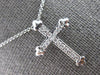 ESTATE .17CT DIAMOND 14KT WHITE GOLD 3D CLASSIC CROSS FLORAL FLOATING PENDANT