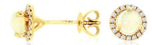 ESTATE .58CT DIAMOND & AAA OPAL 14K YELLOW GOLD CLASSIC ROUND HALO STUD EARRINGS
