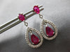 1.50CT DIAMOND & AAA RUBY 14KT WHITE GOLD 3D PEAR SHAPE & ROUND HANGING EARRINGS