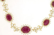 12.10CT DIAMOND & AAA RUBY 14K YELLOW GOLD OVAL ROUND & MARQUISE TENNIS NECKLACE
