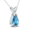 1.0CT AAA BLUE TOPAZ 14KT WHITE GOLD 3D PEAR SHAPE SOLITAIRE FLOATING PENDANT
