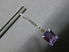 ESTATE 3.17CT DIAMOND & AAA AMETHYST 14KT WHITE GOLD LEVERBACK HANGING EARRINGS