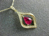 ESTATE .34CT DIAMOND & AAA RUBY 14K YELLOW GOLD CLASSIC TEAR DROP LEAF PENDANT|C5993R-1