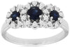 .83CT DIAMOND & AAA SAPPHIRE 14K WHITE GOLD ROUND FUTURE FLOWER ANNIVERSARY RING