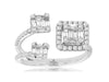 .80CT DIAMOND 14KT WHITE GOLD ROUND & BAGUETTE CLUSTER HALO SQUARE TENSION RING