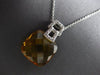 7.61CT DIAMOND & AAA CITRINE 14KT WHITE GOLD 3D CUSHION & ROUND FLOATING PENDANT