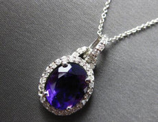 2.64CT DIAMOND & AAA AMETHYST 14KT WHITE GOLD OVAL & ROUND HALO FLOATING PENDANT
