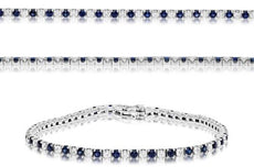 4.25CT DIAMOND & AAA SAPPHIRE 14KT WHITE GOLD 3D ROUND ETERNITY TENNIS BRACELET