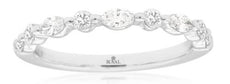 .47CT DIAMOND 14KT WHITE GOLD CLASSIC MARQUISE & ROUND WEDDING ANNIVERSARY RING