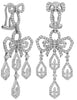 LARGE 3.50CT DIAMOND 18K WHITE GOLD 3D TEAR DROP BOW CHANDELIER HANGING EARRINGS