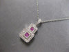 .76CT DIAMOND & AAA PINK SAPPHIRE 14KT WHITE GOLD DOUBLE SQUARE FLOATING PENDANT