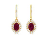 ESTATE 2.65CT DIAMOND & AAA RUBY 14KT YELLOW GOLD OVAL & ROUND HANGING EARRINGS