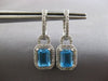 2.38 DIAMOND & AAA BLUE TOPAZ 14K WHITE GOLD EMERALD CUT & ROUND EARRINGS #28159