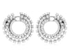 ESTATE 1.48CT DIAMOND 14KT WHITE GOLD ROUND 3 ROW SIDEWAY HOOP HANGING EARRINGS