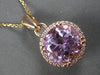 LARGE 10.42CT DIAMOND & AAA KUNZITE 14K ROSE GOLD 3D ROUND HALO FLOATING PENDANT
