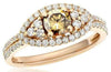 1.10CT WHITE & CHOCOLATE FANCY DIAMOND 18KT ROSE GOLD MARQUISE ENGAGEMENT RING