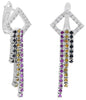 1.97CT WHITE & BLACK DIAMOND & AAA PINK YELLOW SAPPHIRES 14K WHITE GOLD EARRINGS