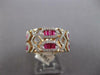 WIDE 1.92CT DIAMOND & AAA RUBY 18KT WHITE & ROSE GOLD ROUND & BAGUETTE FUN RING