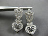 LARGE .60CT DIAMOND 14KT WHITE GOLD 3D HEART FILIGREE LEVERBACK HANGING EARRINGS