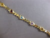 ESTATE WIDE 6CT AAA MULTI GEM 14KT YELLOW GOLD 3D MULTI HEART LOVE BRACELET