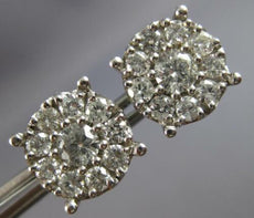 EXTRA LARGE 2.22CT DIAMOND 14KT WHITE GOLD 3D ROUND CLUSTER FLOWER STUD EARRINGS