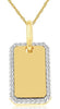 .16CT DIAMOND 14K YELLOW GOLD 3D CLASSIC DOG TAG SQUARE OCTAGON FLOATING PENDANT