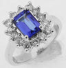2.5CT DIAMOND & AAA TANZANITE 14KT WHITE GOLD SQUARE HALO FLORAL ENGAGEMENT RING
