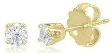 ESTATE .68CT DIAMOND 14KT YELLOW GOLD 3D CLASSIC ROUND STUD EARRINGS