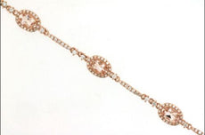 3.30CT DIAMOND & AAA MORGANITE 14KT ROSE GOLD OVAL FLOWER HALO TENNIS BRACELET