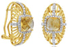 LARGE 3.88CT DIAMOND & AAA CITRINE 14KT YELLOW GOLD 3D CUSHION & ROUND EARRINGS